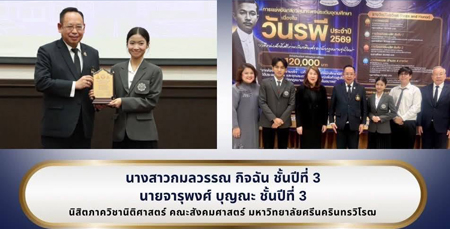 ขอแสดงความยินดีกับนางสาวกมลวรรณ กิจฉัน คณะสังคมศาสตร์ มศว