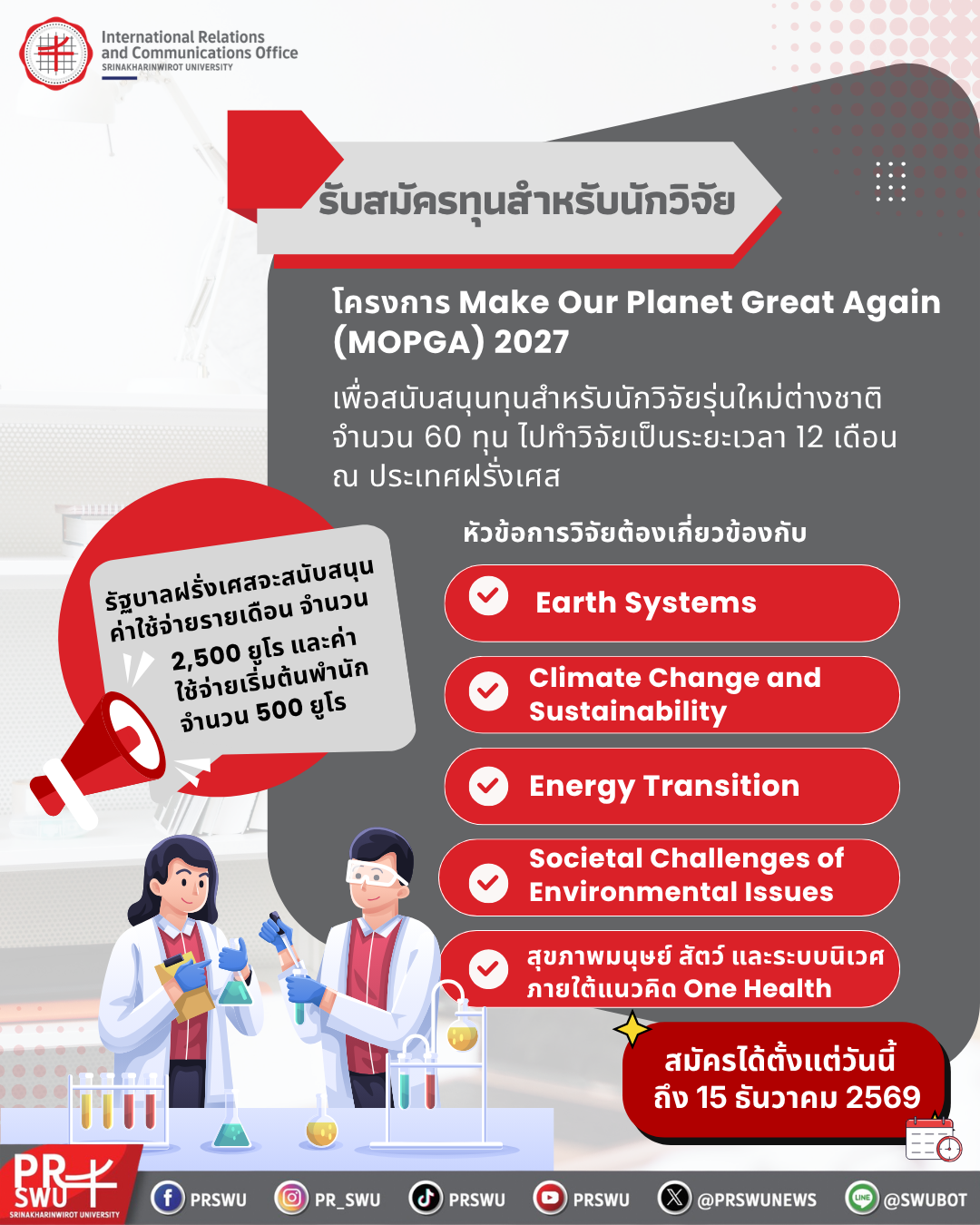 ทุนวิจัยโครงการ Make Our Planet Great Again (MOPGA) 2027